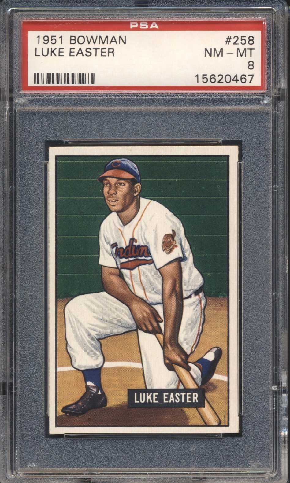 1951 Bowman Baseball Luke Easter ROOKIE #258 PSA 8 INDIANS NMMT Hi Number POP 40