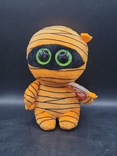 RARE & RETIRED TY BEANIE BABY BOO~MASK THE ORANGE HALLOWEEN MUMMY PLUSH 6"