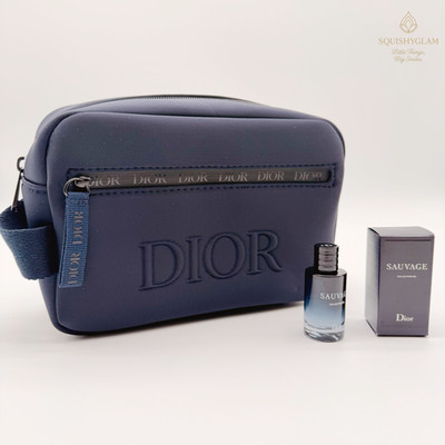 Dior Sauvage Eau de Parfum 10ml Mini + Dior Men Toiletry Bag | Travel Set | NEW