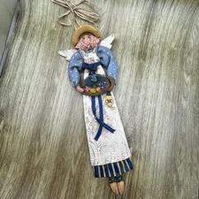 Vintage Cynthia Madrid Folk Art Garden Lady Art Midwest Of Cannon Falls 17 1/2”