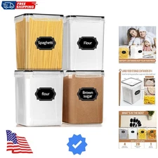 Large 5.2L Airtight Pantry Storage Set, 4 Durable Canisters with Labels Included