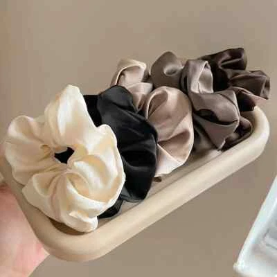 5pcs Satin Scrunchies Hair Bands Silk Scrunchie Ties Ponytail Holder UK Pack Set