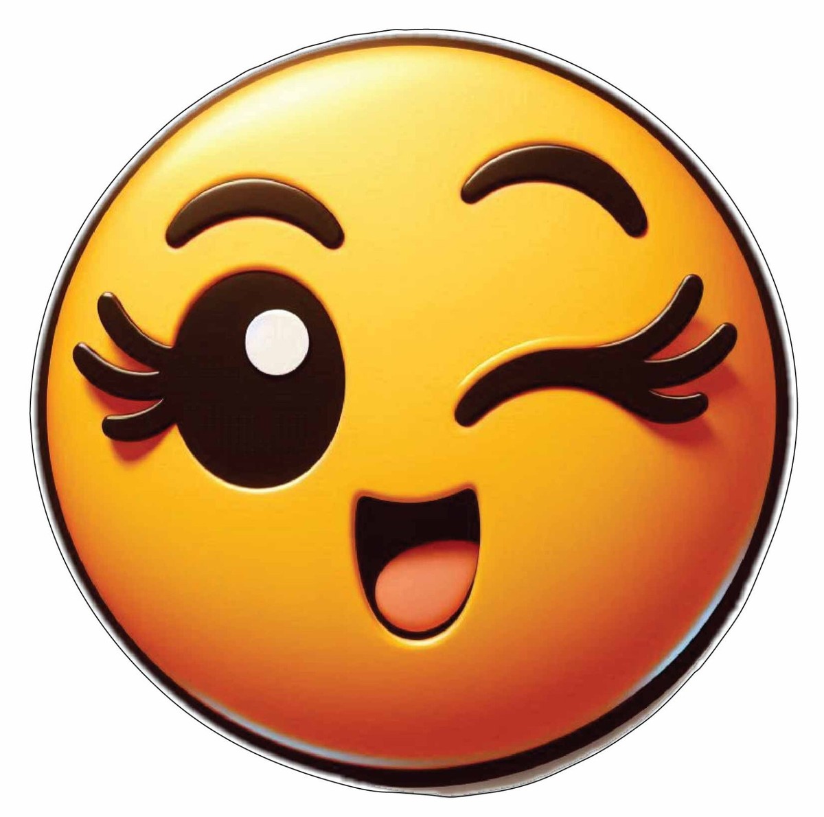 Naughty Cute Smiley Face Adorable 3D Emoji With Big Flirty Eyelash vinyl  sticker | eBay