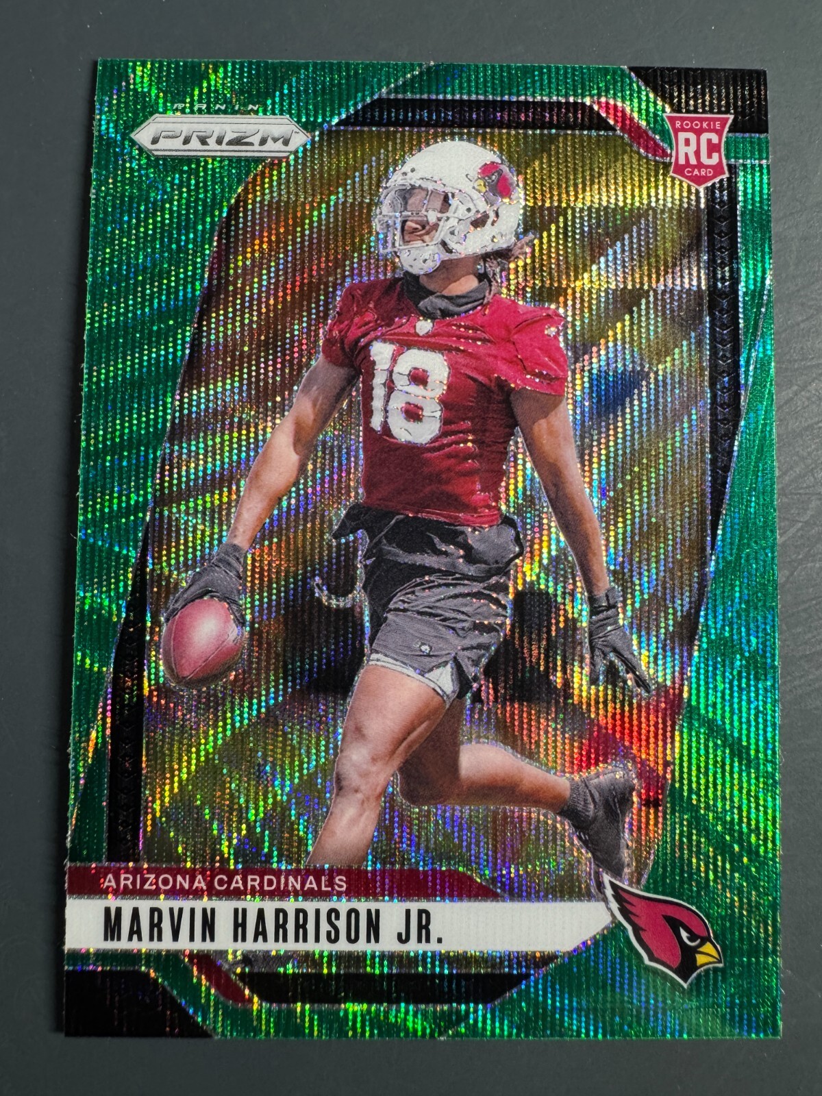 2024 Panini Prizm Marvin Harrison Jr Green Wave Prizm RC Cardinals Rookie #375
