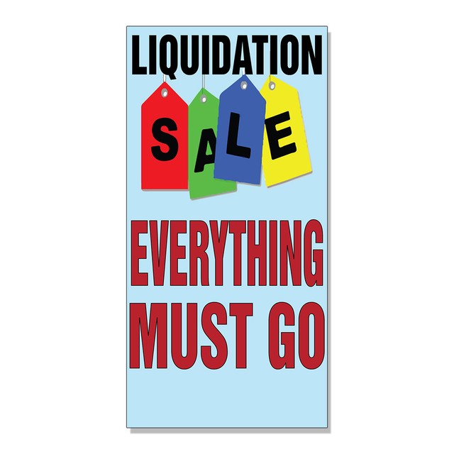 Liquidation Sale Everything Must Go Blue DECAL STICKER Retail Store