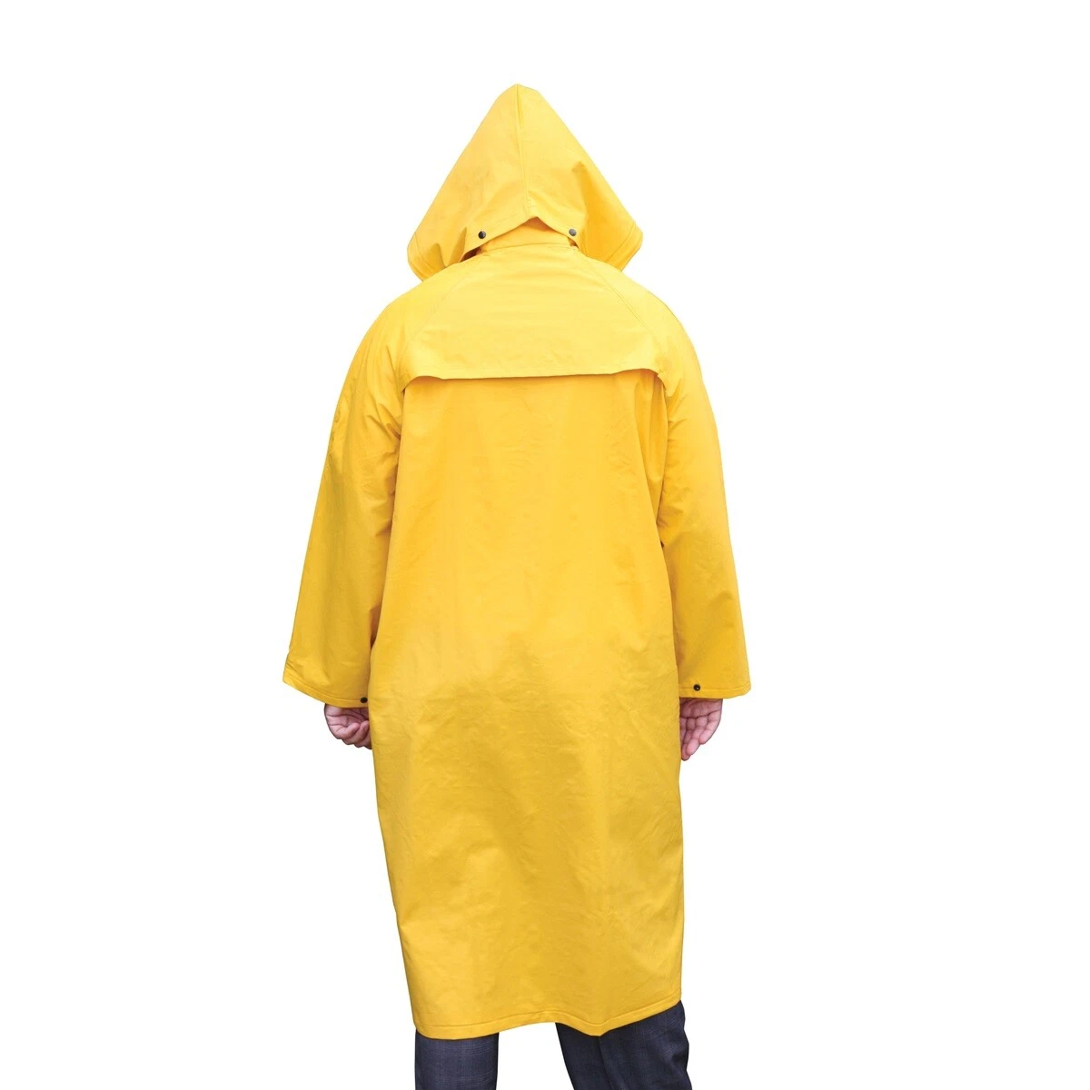 Safety Rain Coat Yellow Rain Jacket 49" w Detachable Hood .35mm PVC / Polyester image 5