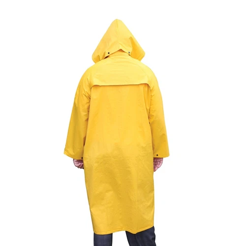 Safety Rain Coat Yellow Rain Jacket 49" w Detachable Hood .35mm PVC / Polyester image 5