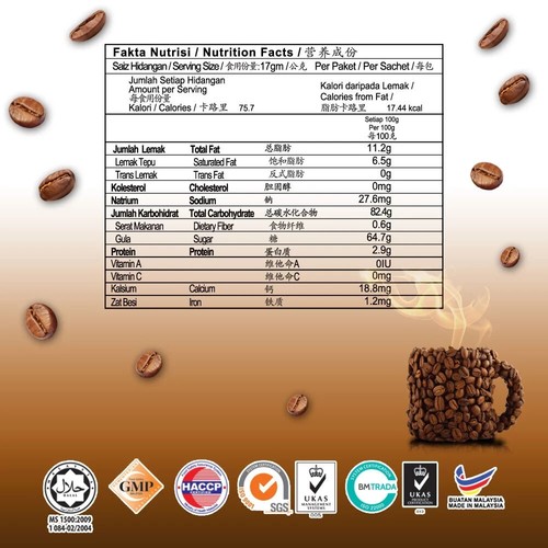 888 Instant Kaffee Vormischung ( 3 Packungen x 12 Beutel x 35g ) Malaysischer Kaffee - Bild 3 von 4
