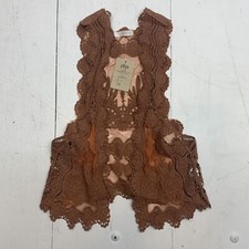 Lush Womens Brown Lace Vest Size Small