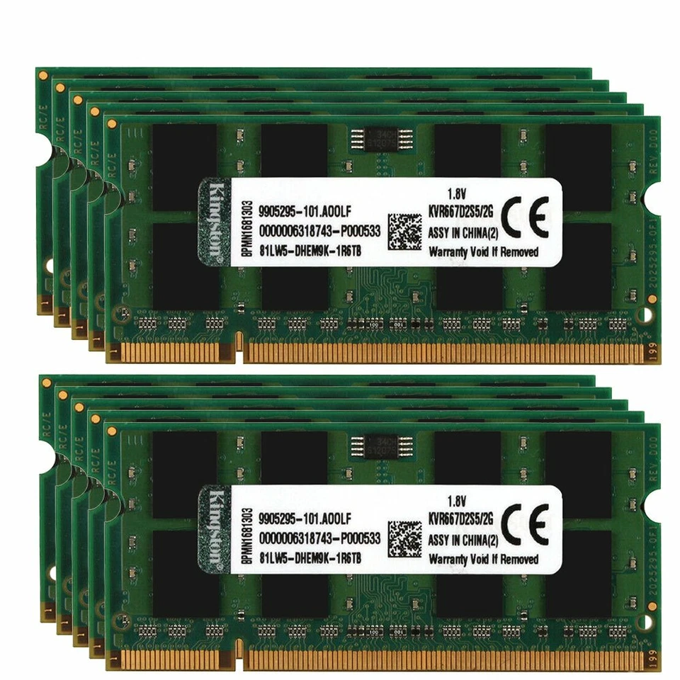 20GB 16GB 8GB 4GB 2GB DDR2 667MHz KVR667D2S5/2G Laptop Memory SDRAM Kingston LOT - Image 2 of 4