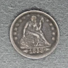 1853 Arrows and Rays Seated Liberty Quarter