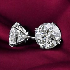 14k White Gold Studs Earring Lab Grown 4 Ct IGI Certified Martini Round Diamond