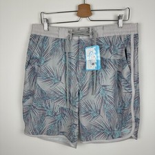 Reel Life Boardwalk Shorts Palm Leaves Vapor Blue Pocket Mens XL