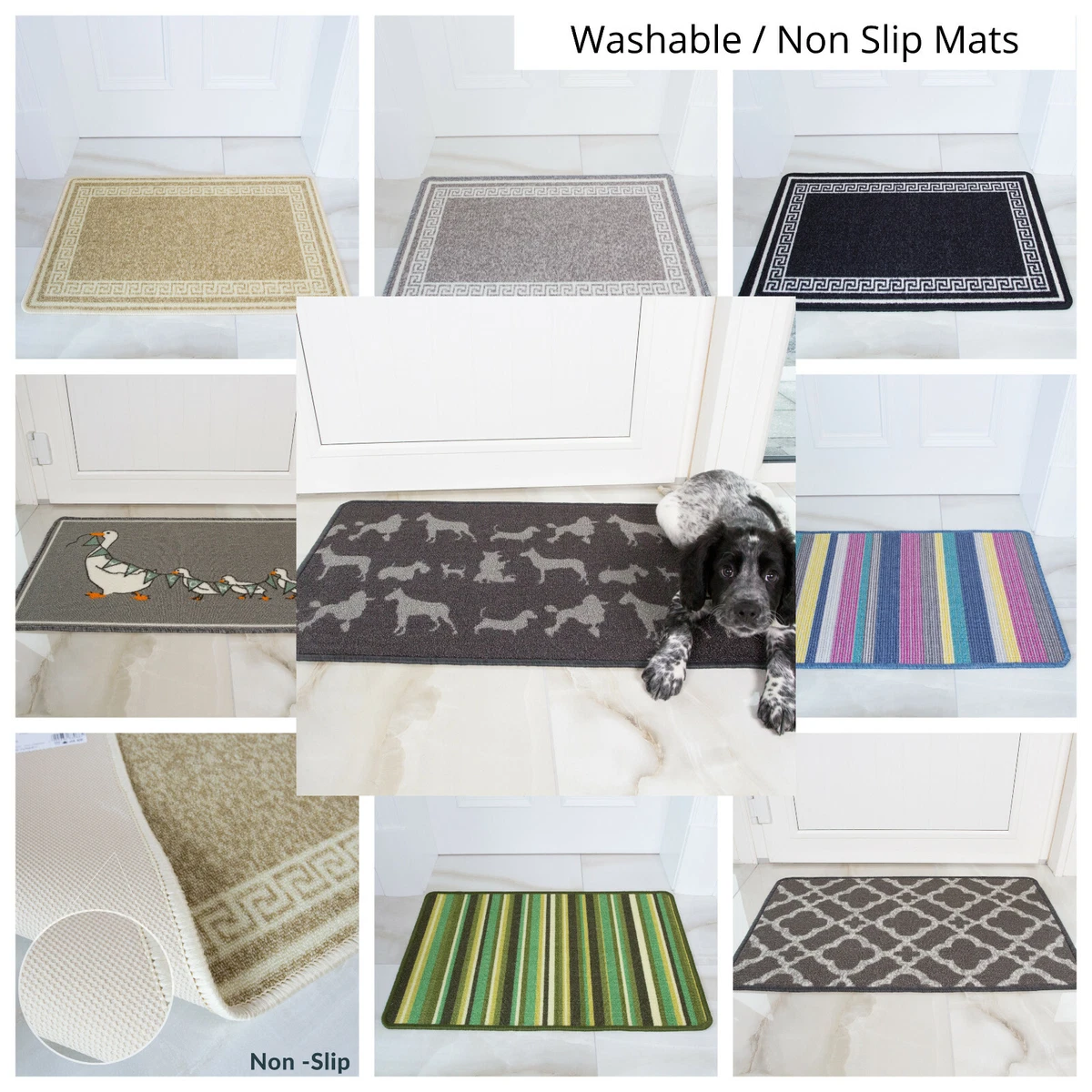 Washable Red Doormat Anti Slip Shaggy Eco Friendly Dirt Catcher Laundry  Room Mat