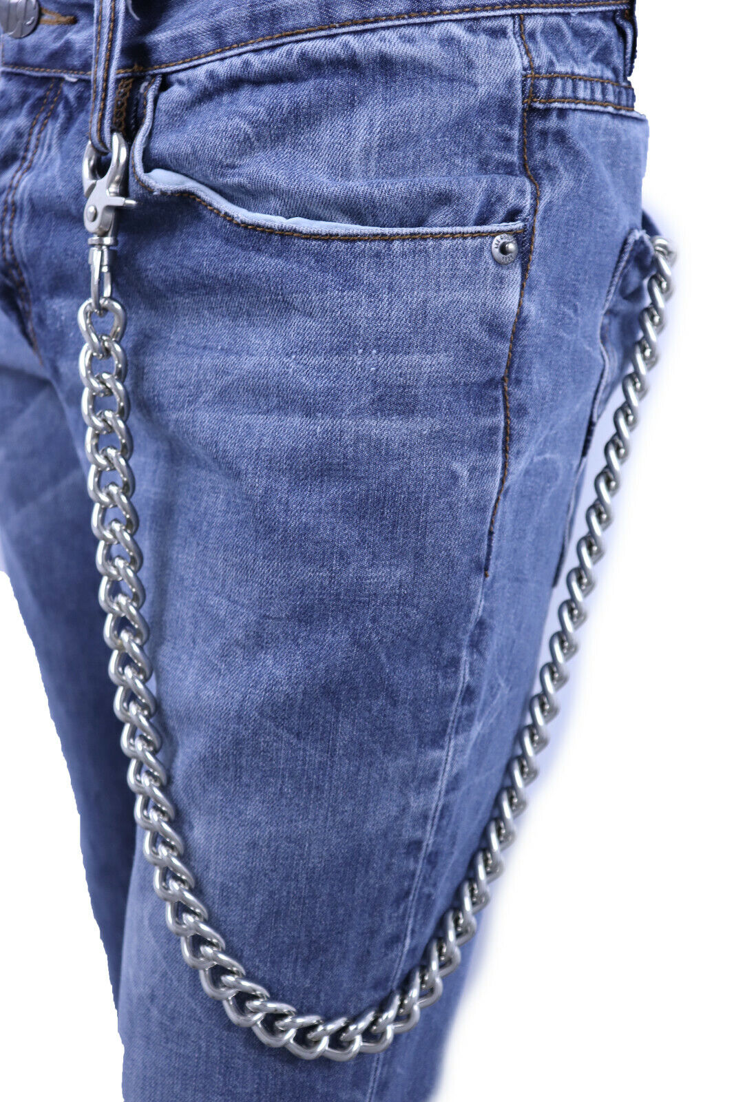 Bling Men Wallet Chain Silver Chunky Metal Extra Long Trucker Jeans Biker  Strong