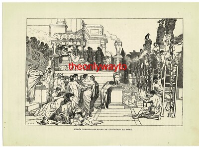 Neros Fackeln, Verbrennung von Christen in Rom, Buchillustration (Druck), 1888