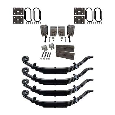 6 Leaf Trailer Slipper Spring Suspension & Tandem Axle Hanger Kit for 12k Axles