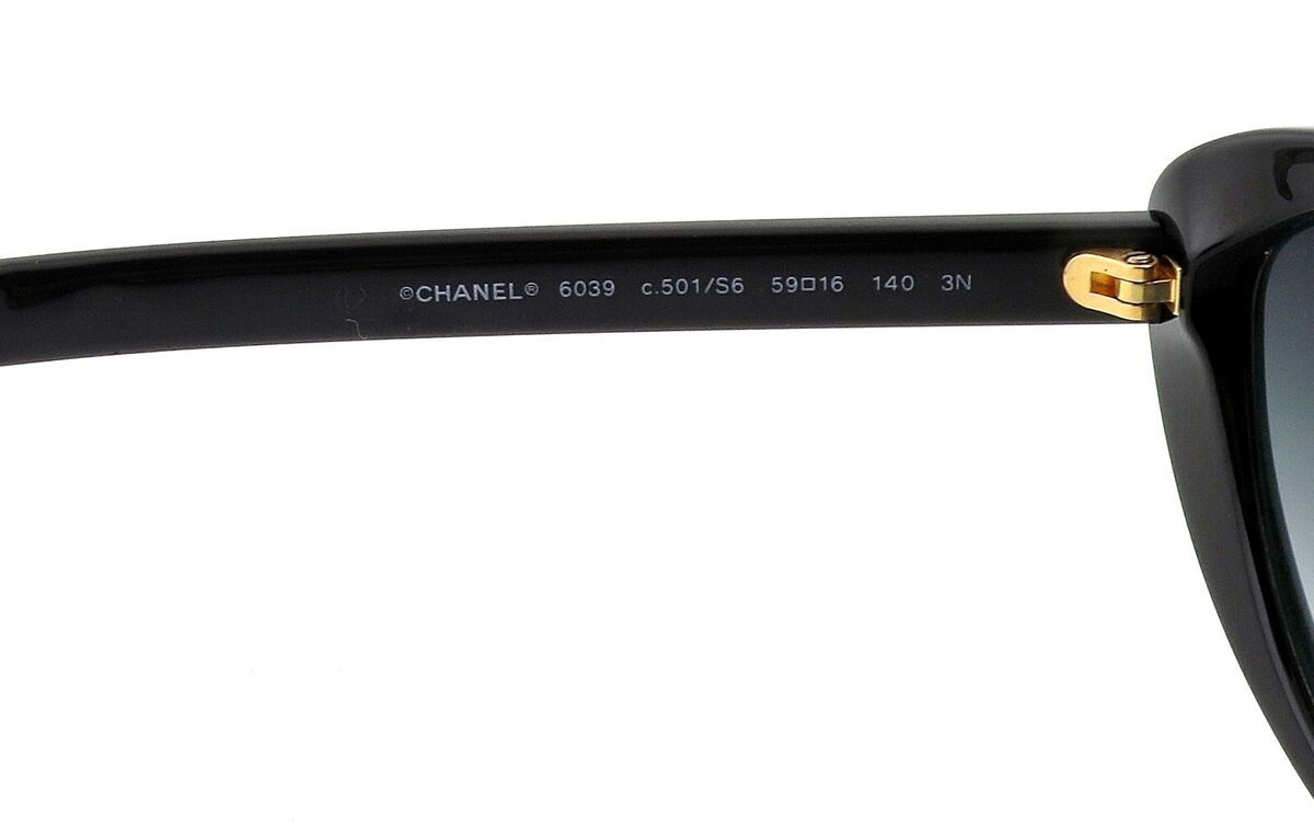 New CHANEL CH 6039 501/S6 59mm Black Cat Eye Sunglasses New CHANEL CH 6039 501/S6 59mm Black Cat Eye Sunglasses
