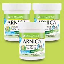 Dermaline Arnica Soothing Cream with Eucalyptus & Tea Tree, 2.5 fl oz (3-Pack)