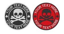 Custom Embroidered Skull Crossbones Motorcycle Biker Sew on Round Patch CP-27
