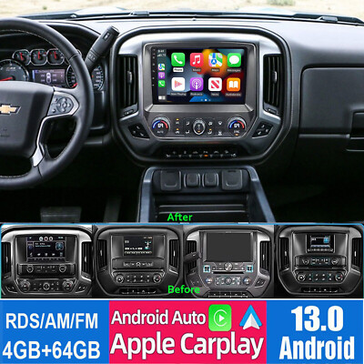 Apple Carplay For 2014-18 Chevrolet Silverado GMC Sierra Car Radio Stereo 4+64G