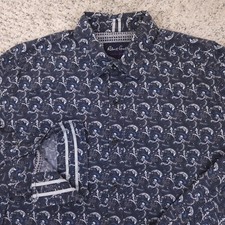 Robert Graham Shirt Mens XL Tailored Fit Paisley Modern Americana Flip Cuff GUC
