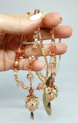 Lovely Long Necklace By Michal Negrin With Pink Shades Crystals Charming Unique. - Picture 10 of 21