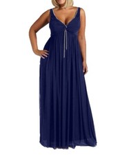 Dynasty London 31012031 size 22 Evening Dress navy beaded long NWT