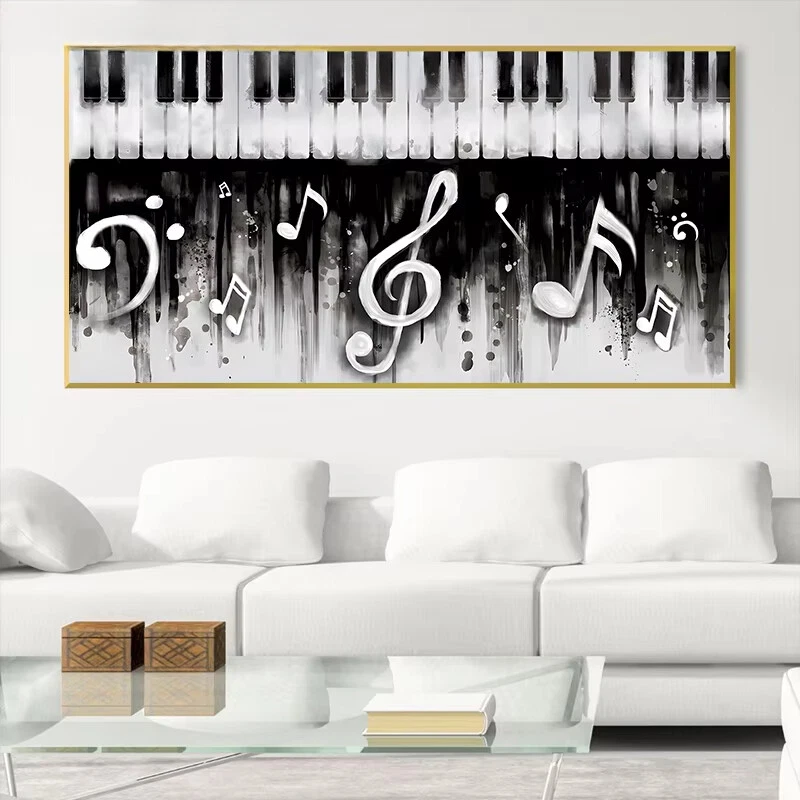 Instrumento de piano abstracto música lienzo pintura póster sala decoración del hogar Foto 2 de 3