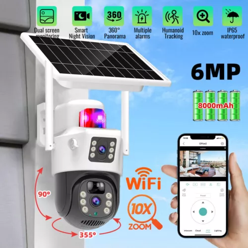Auto-Tracking Outdoor Security Camera Solar Battery CCTV PTZ Camera Dual Lens - Picture 2 of 12