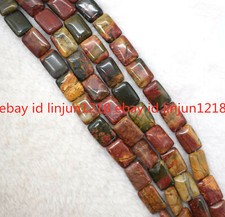 Natural 10x14mm Multicolor Picasso Jasper Rectangle Gemstone Loose Beads 15 in