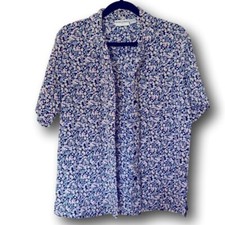 Floral Short Sleeve Button Vintage Alfred Dunner Floral Button-Up Top  Size L
