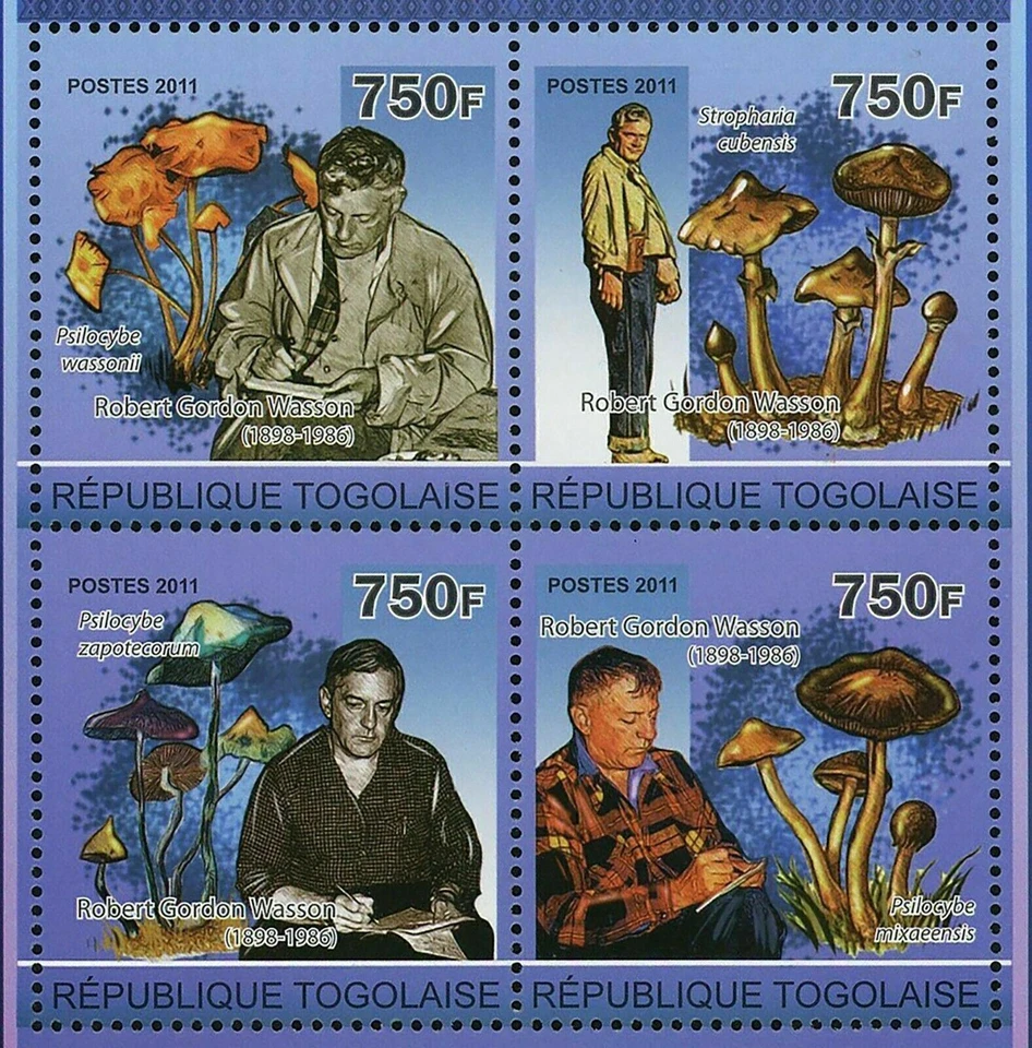 Robert Gordon Wasson Stamp Mushrooms Psilocybe Wassonii S/S MNH #3964-3967 - Image 2 of 4