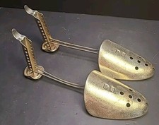 Vintage Pair Metal Shoe Tree Shaper Stretcher Hammered Metal-EKCO USA