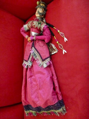 Indian Handmade Marionette String Puppet  34 inches tall Bells attached to Head
