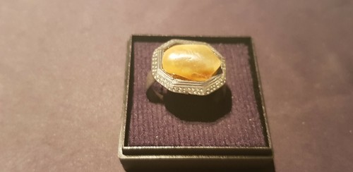 Stunningly beautiful Viking bronze, Amber ring. A must read description. L59b