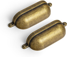 6 Pack 2-1/2 Inch  64Mm  Hole Center Cabinet Cup Pulls Antique Brass Zinc Alloy