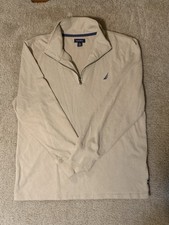 Boys NAUTICA Quarter Zip Tan Pullover Longsleeve Size Large 14/16 EUC