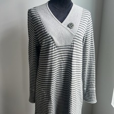 Soft Surroundings Chill Time Striped Grey Sweater Dress Size Medium