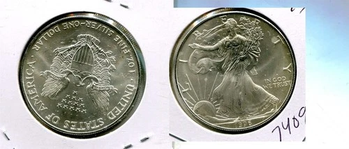 1996 AMERICAN SILVER EAGLE 1 OUNCE SILVER COIN CHOICE BU 7409T