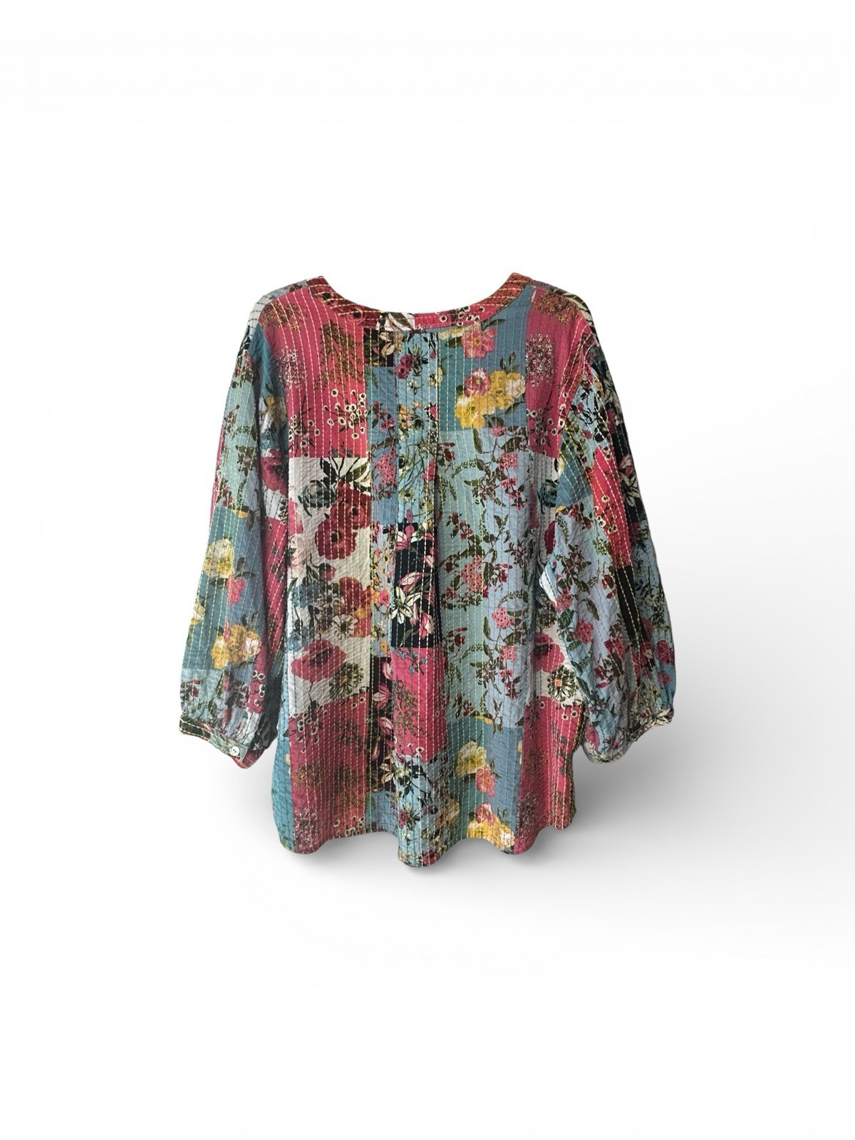 John Mark Embroidered Patchwork Boho Top Flawless… - image 7