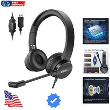 USB Headset with Microphone for PC Laptop, Wired Computer Headset Environment...