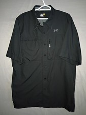 Under Armour Flats Guide 2 Shirt Mens XL Black Vented Short Sleeve Fishing Loose