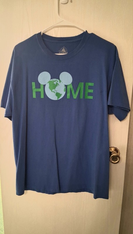 Disney Home Earth Day Blue Shirt Size Large Theme Park Merchandise Mickey Mouse