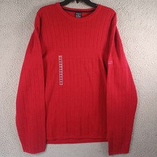 NWT Nautica Mens Red Sweater Size 2XL Logo Round Neck Stretch Soft Comfortable