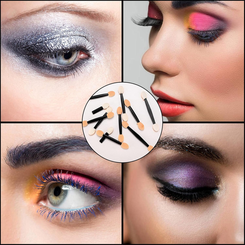 150 Stück Lidschatten Applikator, Doppelkopf Lidschatten Augenstäbe Pinsel Für F - Bild 7 von 12