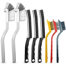 Multi-Purpose Cleaning Brush Set - with Stiff Nylon Bristles and Small Wire B...