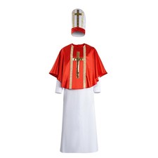 Disfraz de Halloween Cosplay túnica de sacerdote con capa roja para actuación escénica