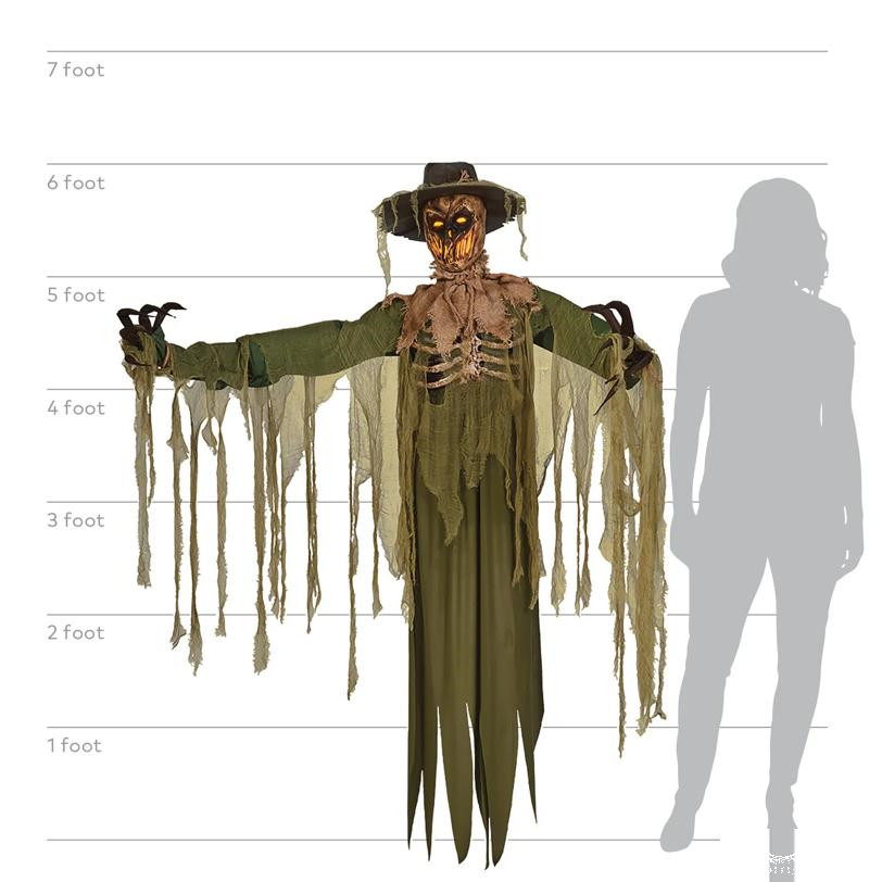 6 Ft Animated Inferno Scarecrow with Flaming Head & Motion Activation new ship f