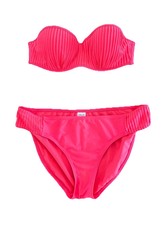 CORAL BAY BEACHWEAR .. Orange Pleated Padded Bandeau Bikini Sz 12